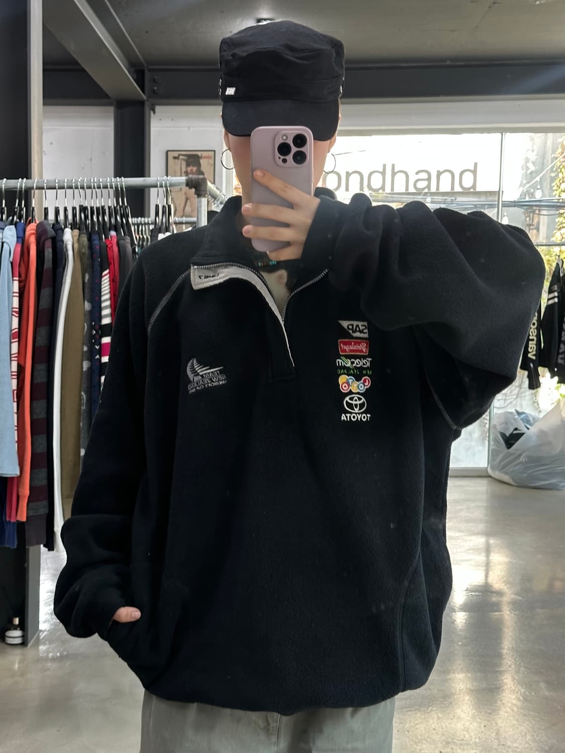 라인세븐 반집업 자수 스티치 플리스 상품이미지3