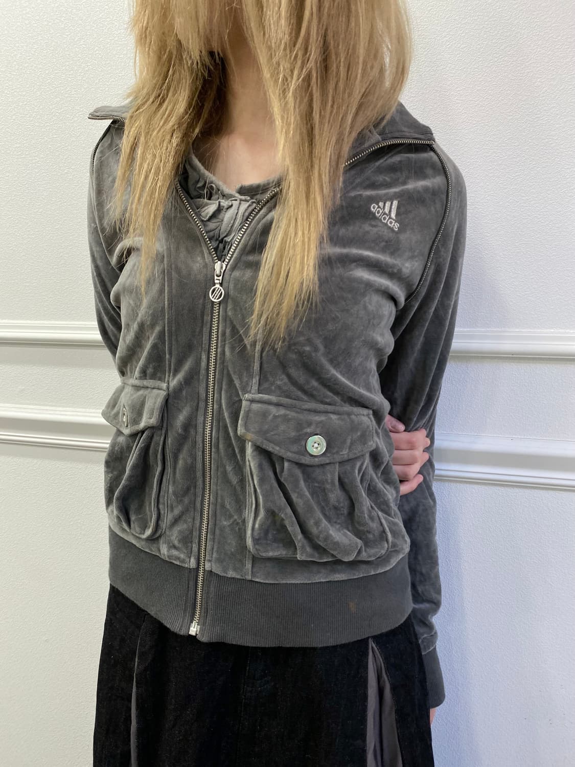00’s Adidas Grey Velvet Zip Up 상품이미지8