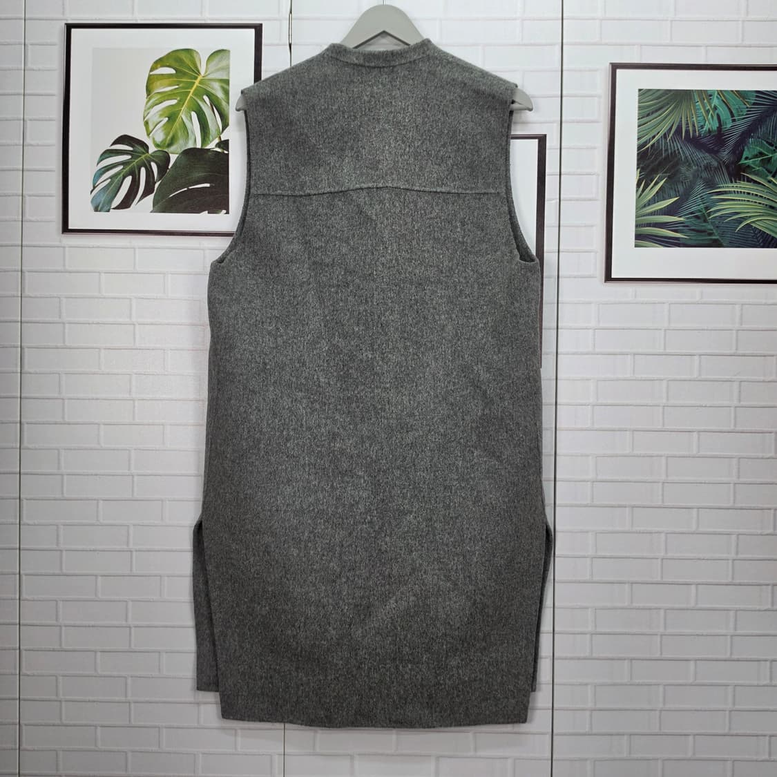 모조에스핀 핸드메이드 모90% 롱 조끼 베스트 55사이즈 새상품급 상품이미지5