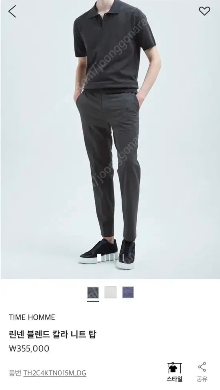 타임옴므 린넨 블렌드 카라 니트 탑 상품이미지5