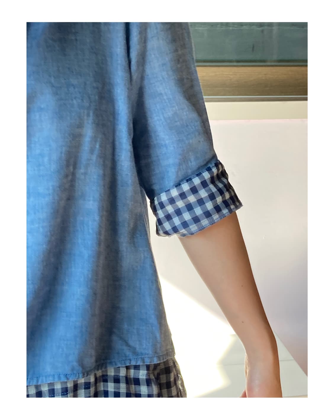 깅엄체크 하늘 블라우스 상품이미지4