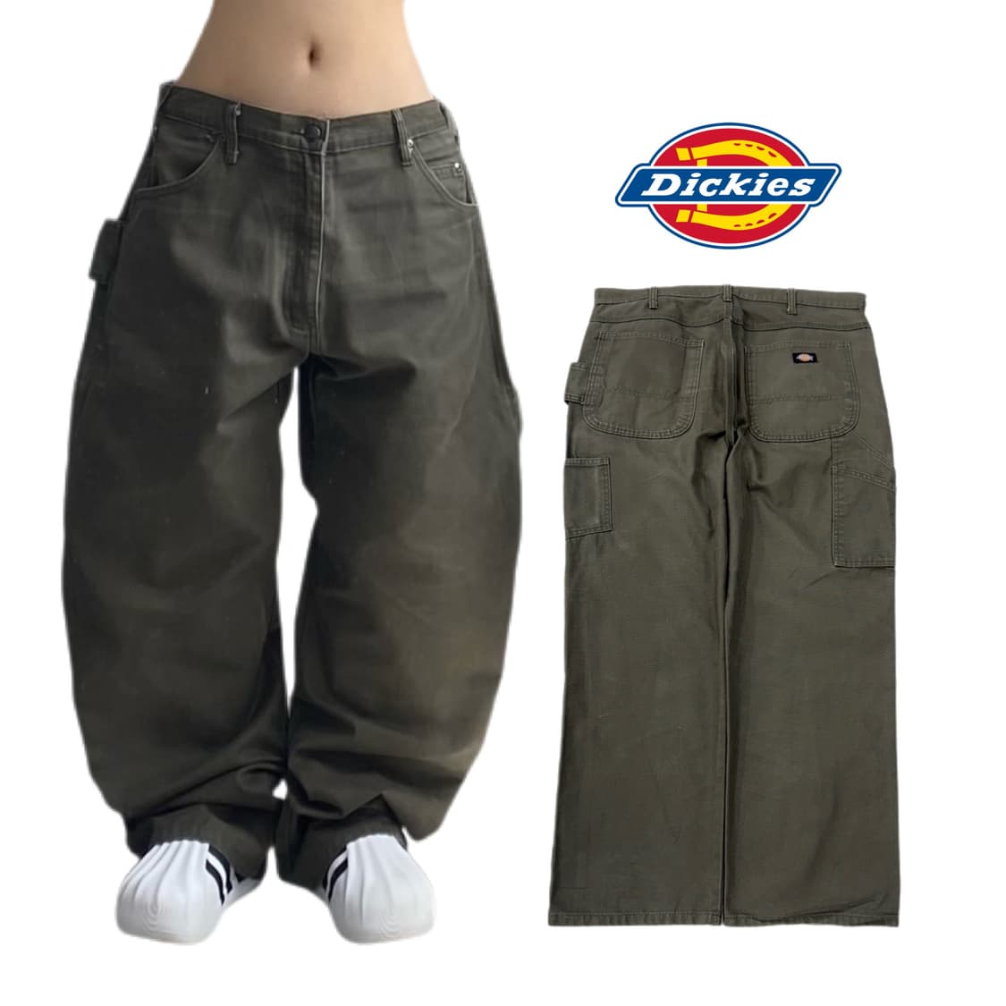 디키즈 OG 카펜터 모스그린 와이드 덕캔버스 워크팬츠 상품이미지1
