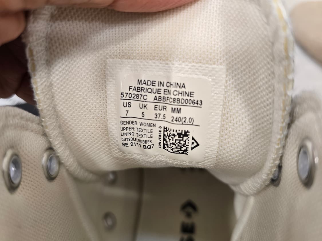 새상품) 컨버스 올스타 하이 스니커즈 흰색/실버 240 상품이미지7