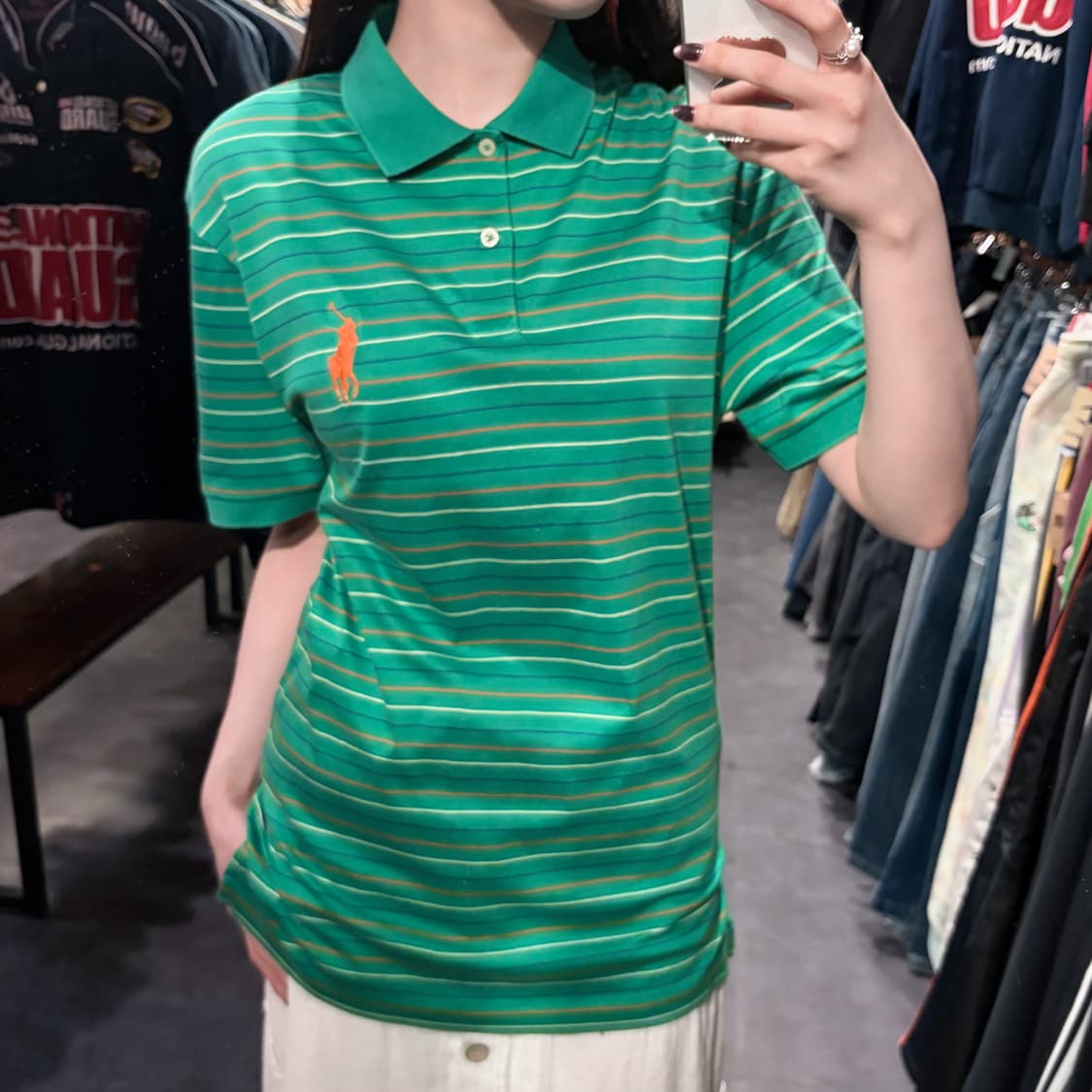 [IM] 폴로랄프로렌 스트라이프 반팔 피케 셔츠 그린 상품이미지4