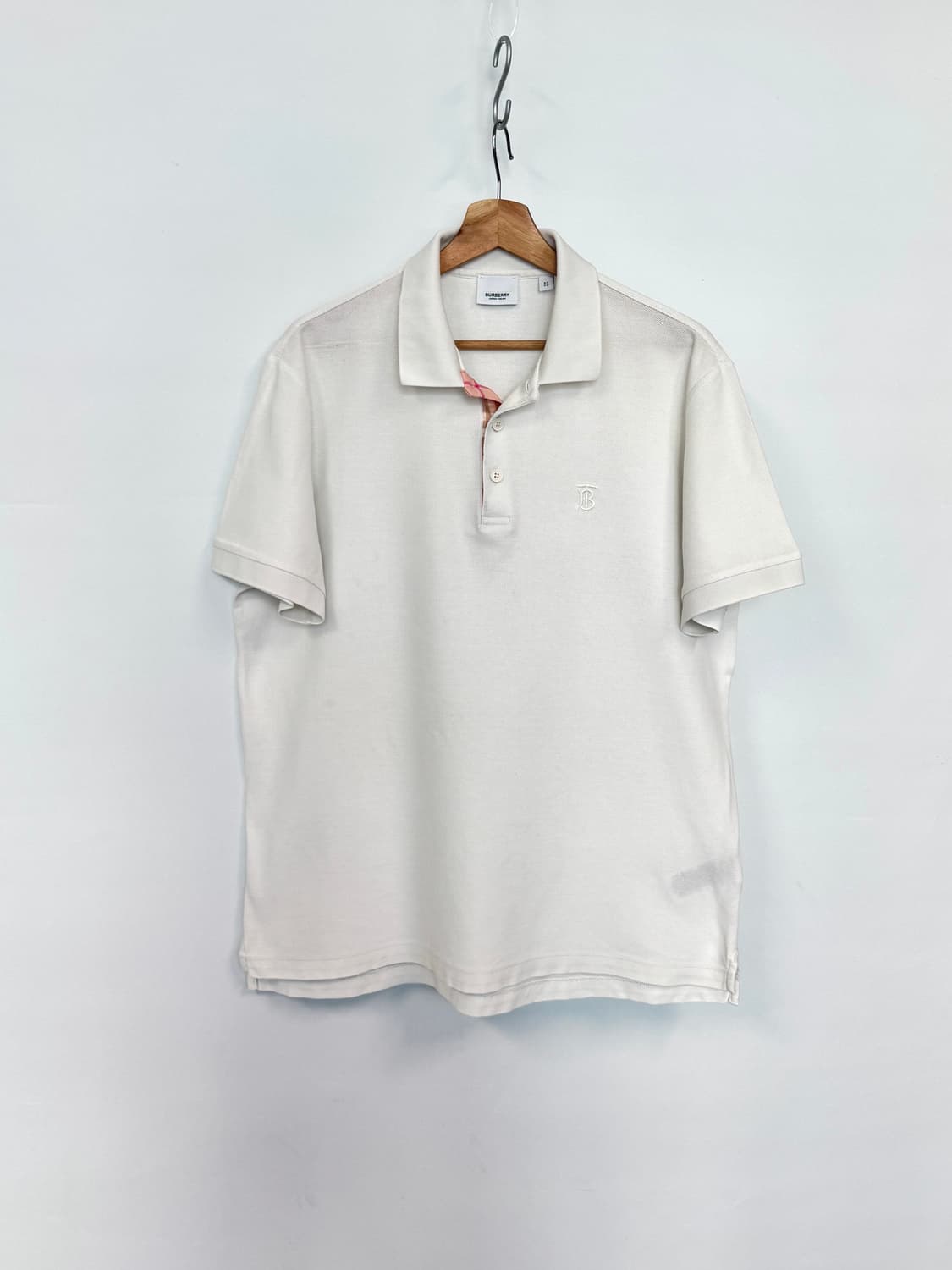 BURBERRY 버버리 화이트 TB로고자수 화이트 반팔 피케셔츠 XL 상품이미지1