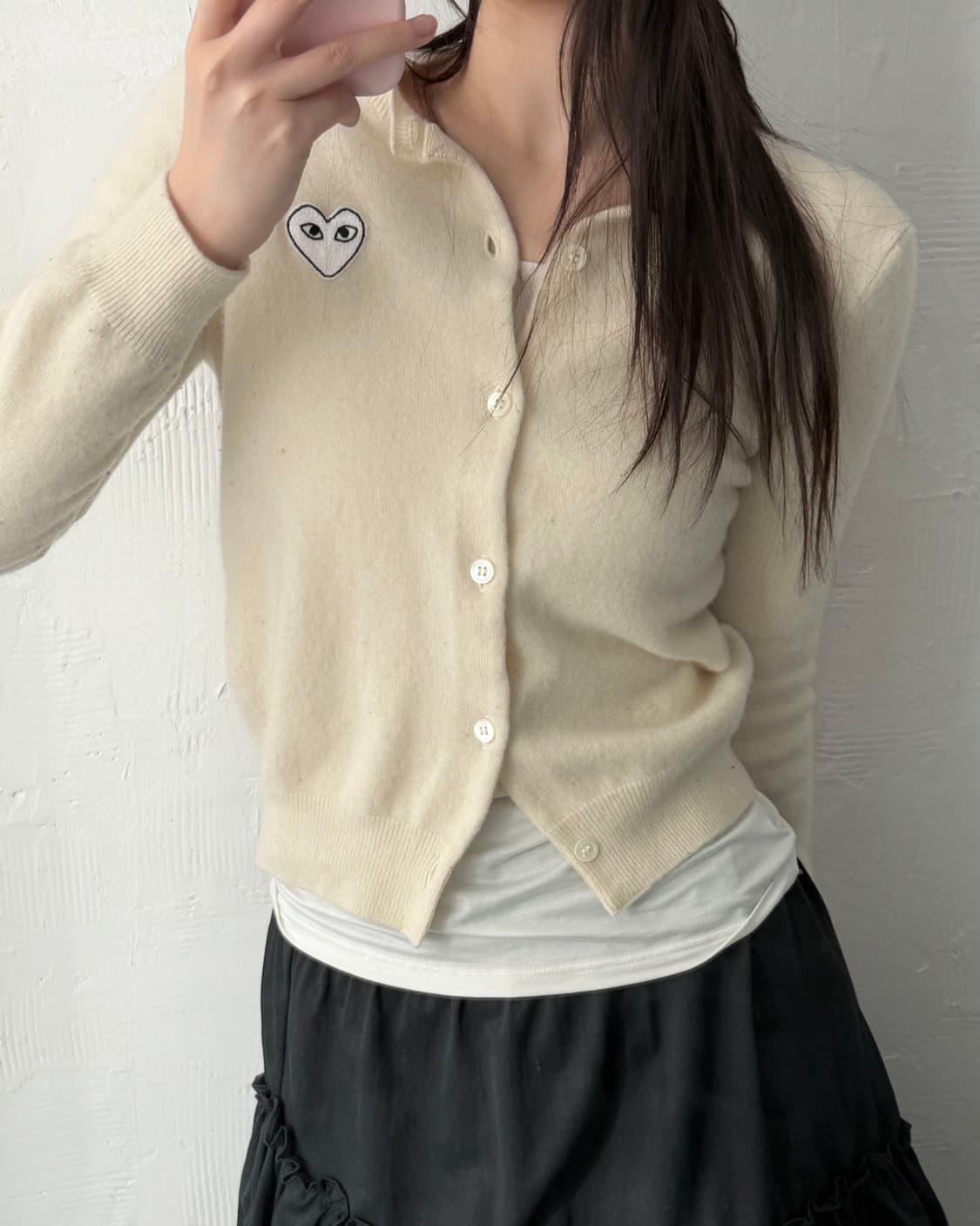 COMMEdesGARÇONS 꼼데가르송 하트와펜 아이보리컬러 울 가디건 상품이미지2