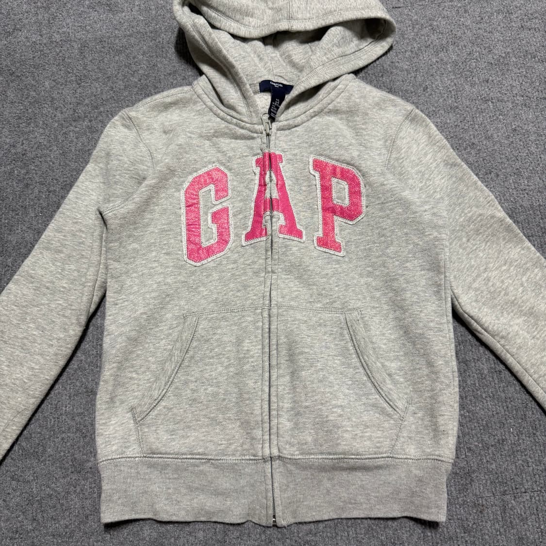 갭 그레이 핑크 로고 후드집업 L 상품이미지2