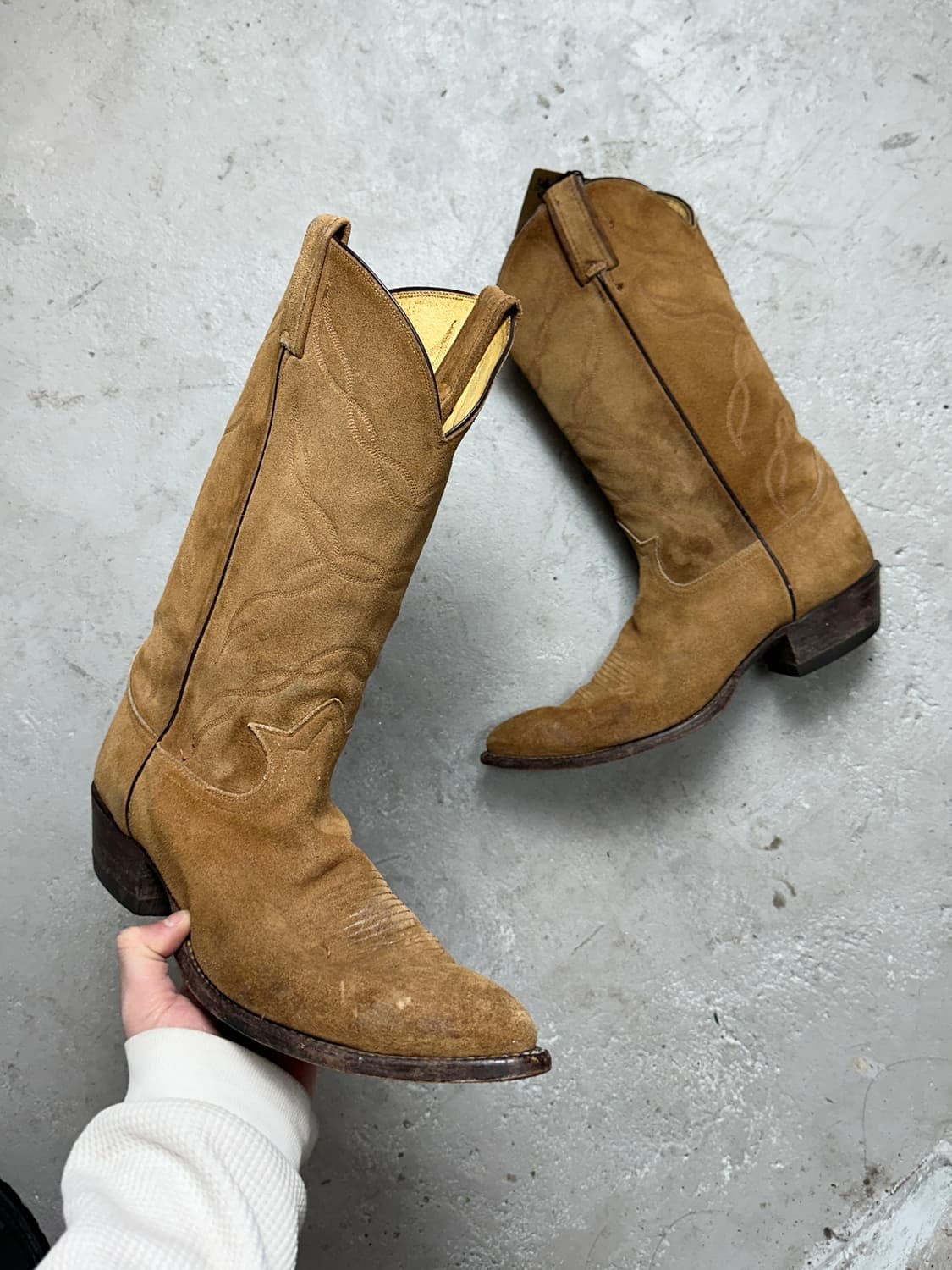 90's USA 토니라마 러프아웃 스웨이드 카우보이 웨스턴 부츠 상품이미지1