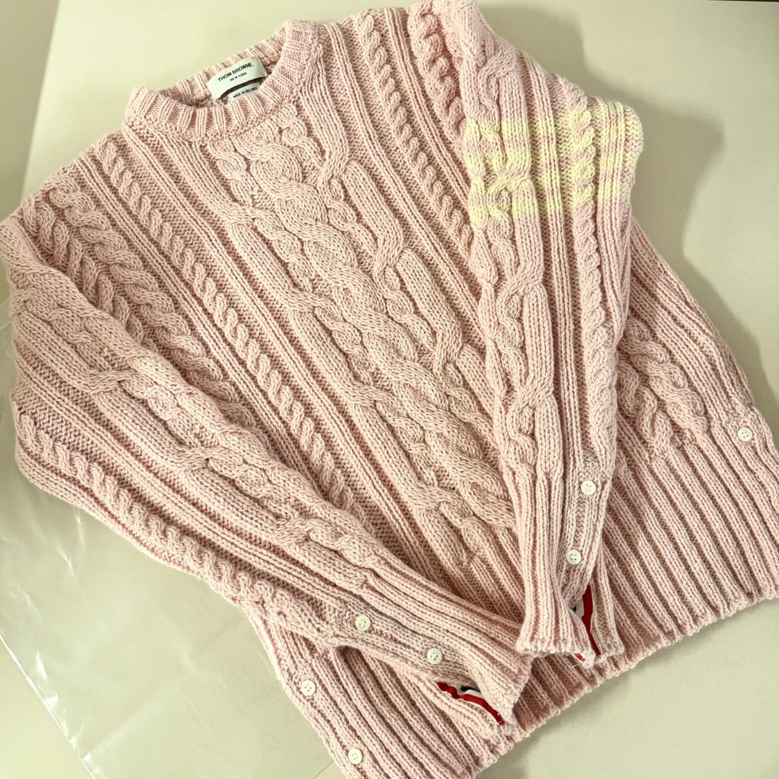 톰브라운 핑크 케이블 니트 베이비핑크 3size 상품이미지1