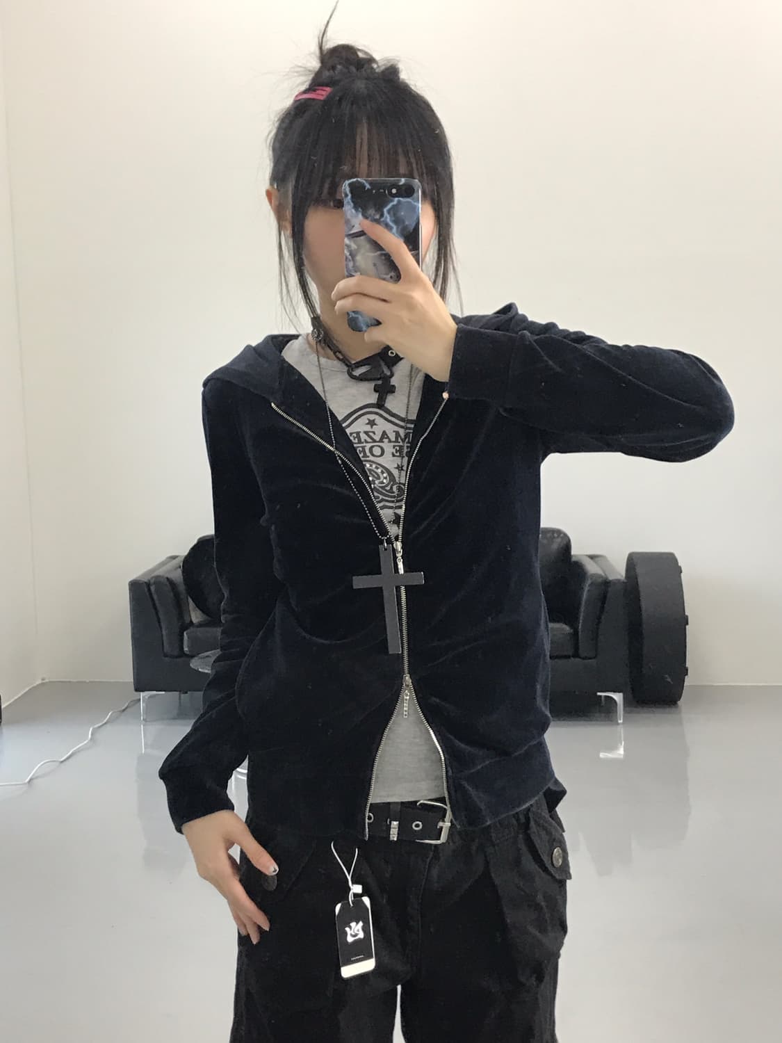 Talassio Velvet Zip Up Hoodies 상품이미지1