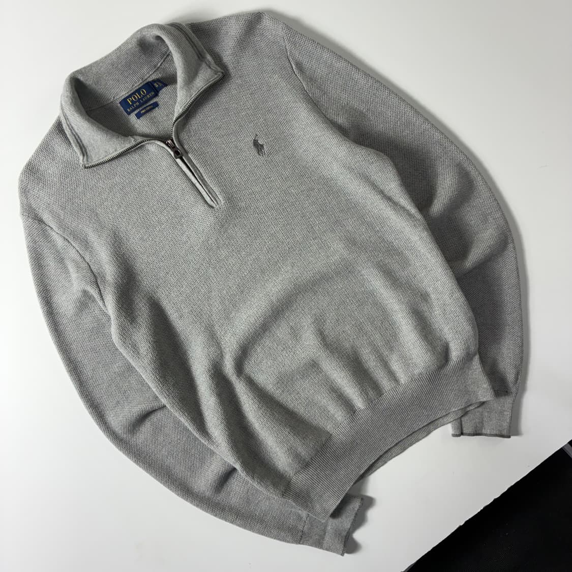 Polo  폴로 랄프로렌 자수 피마코튼 그레이 반집업 니트 상품이미지2