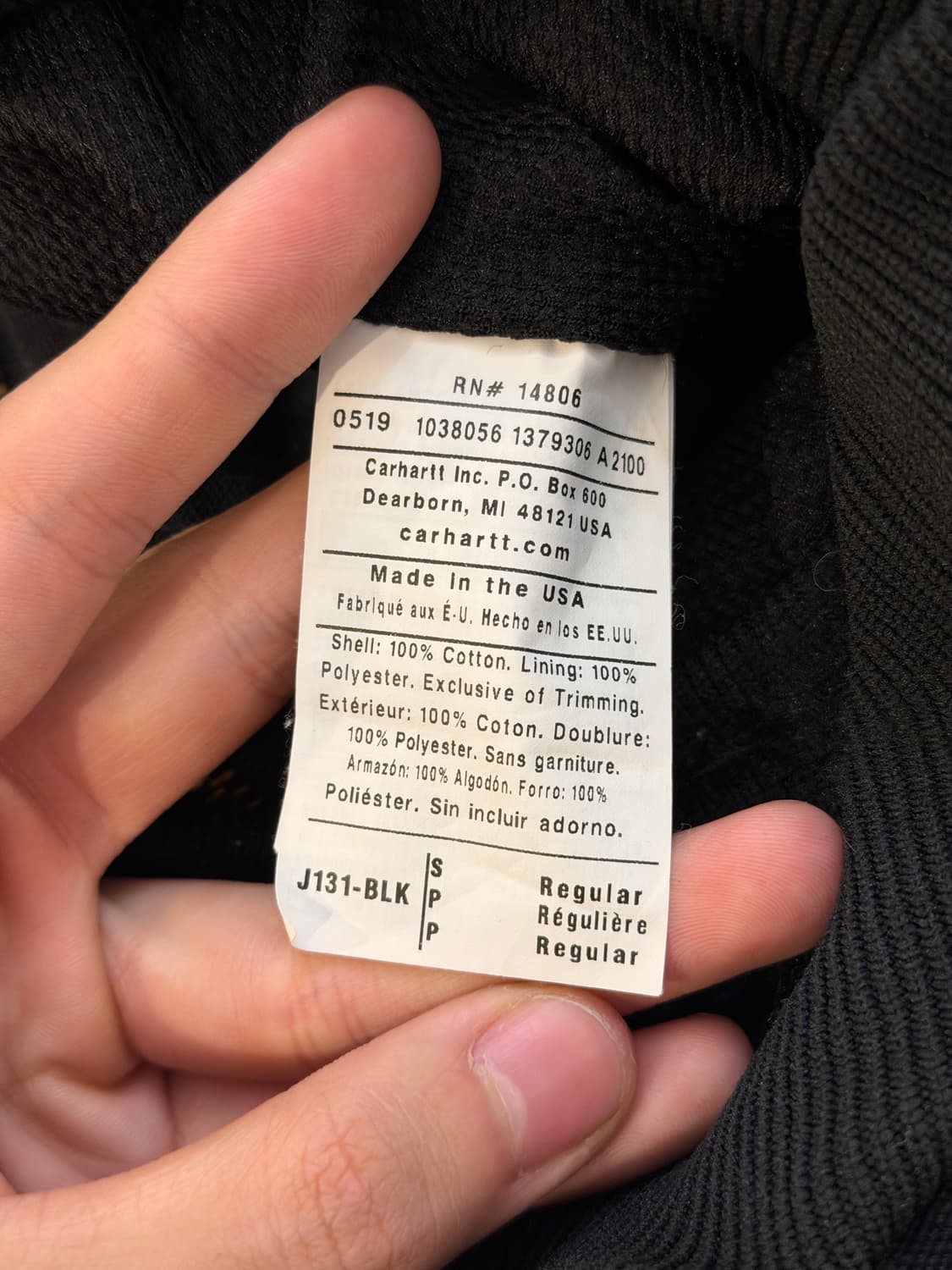 칼하트 Made in USA J131 액티브 후드 워크자켓 블랙 상품이미지6