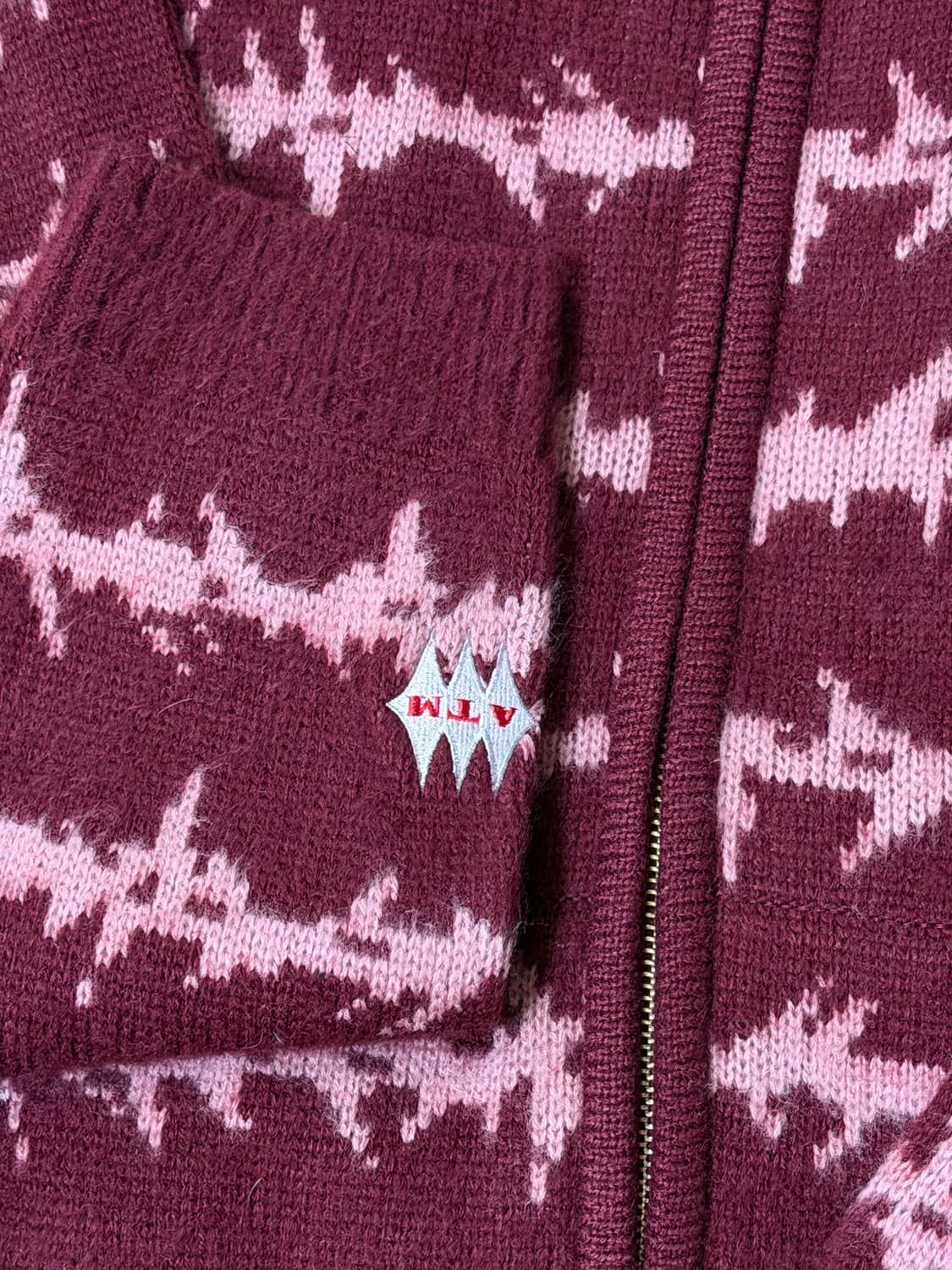 애프터매스 모헤어 니트 집업 버건디 M  상품이미지3