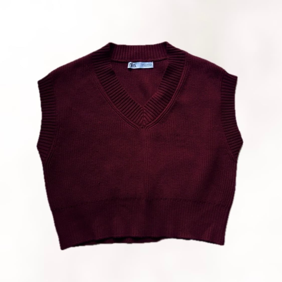 자라 버건디 니트 베스트 상품이미지1