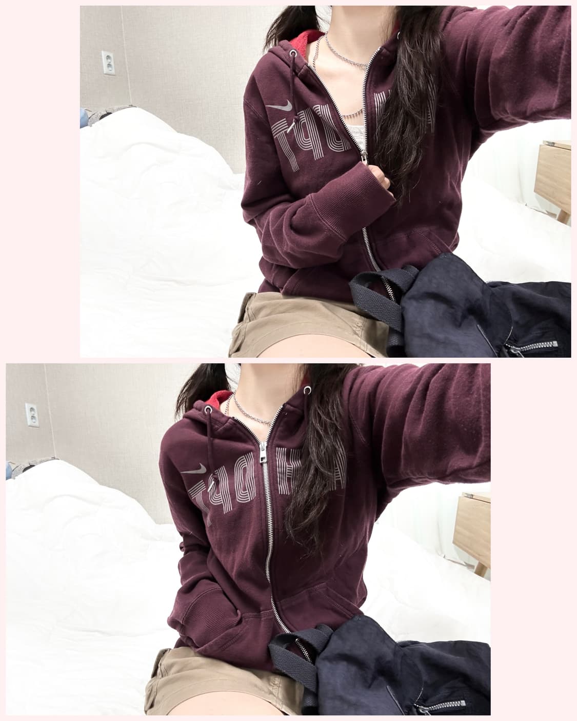 나이키 스우시 버건디 후드집업 상품이미지1
