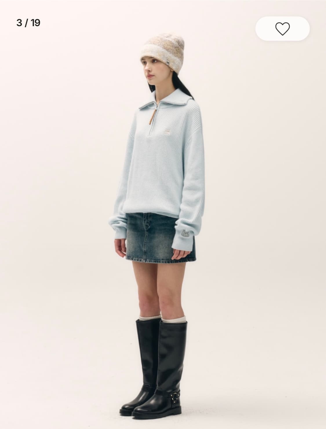 SATUR 세터 버튼 업 세일러 하프 니트 집업 라이트 블루 S 상품이미지3