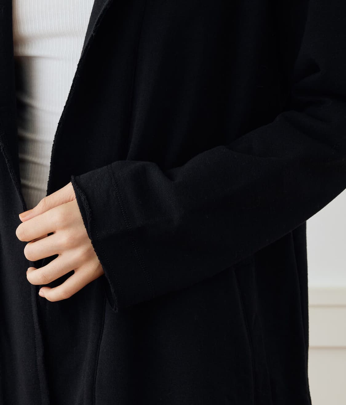 (정품/새상품) 제임스펄스 여성 블랙 프렌치 테리 후드 코트 상품이미지8