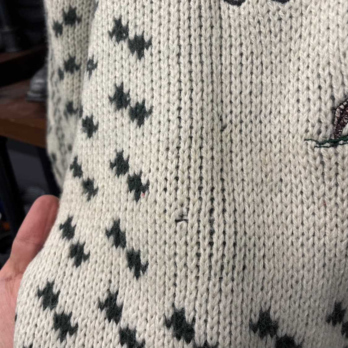 90s 캐나다 툰드라 헤비 울 순록 패턴 크롭 니트 스웨터 N206 상품이미지8