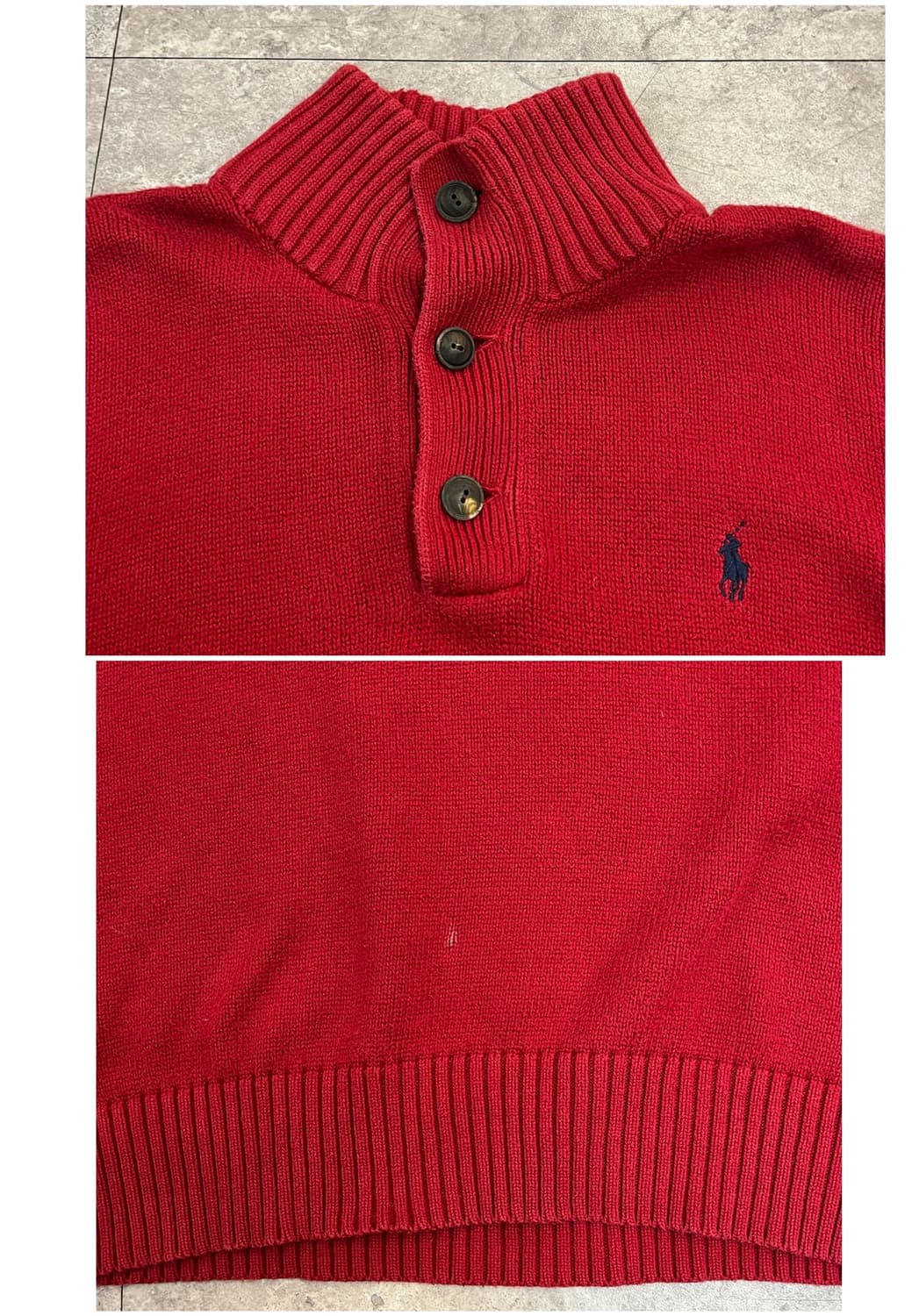 폴로 랄프로렌 버튼 니트 레드 S #csz2686 상품이미지6