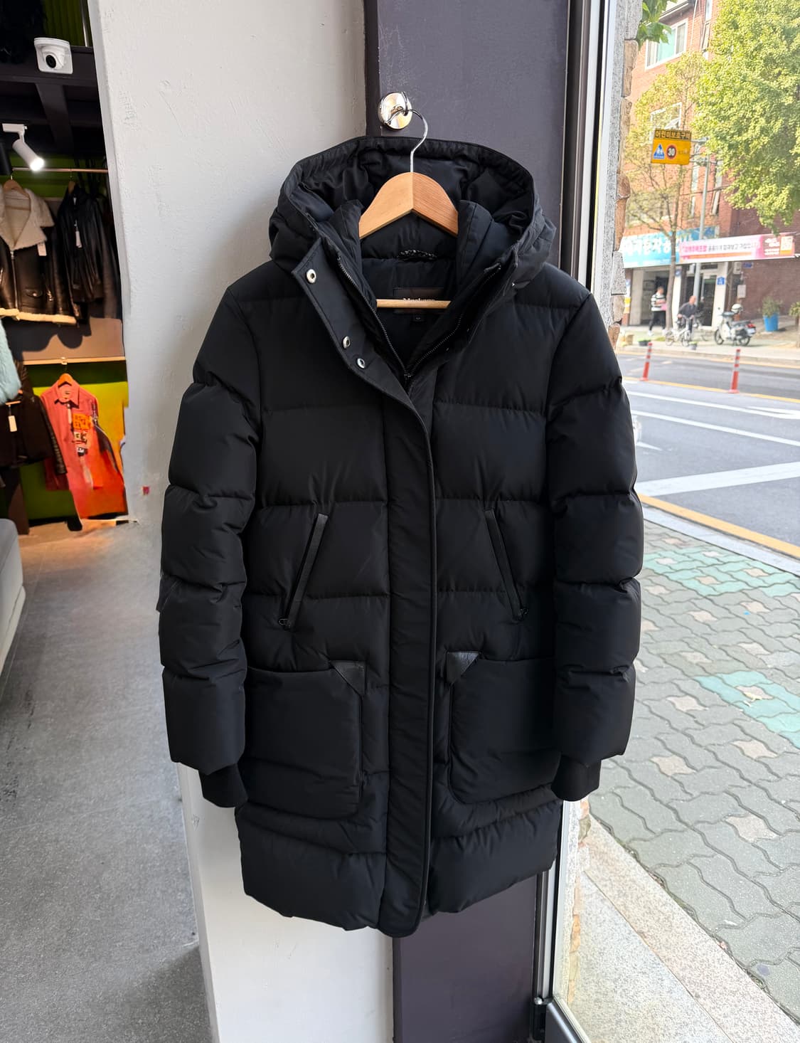 S/ 맥케이지 레더 트리밍 다운 후디드 패딩점퍼 상품이미지2