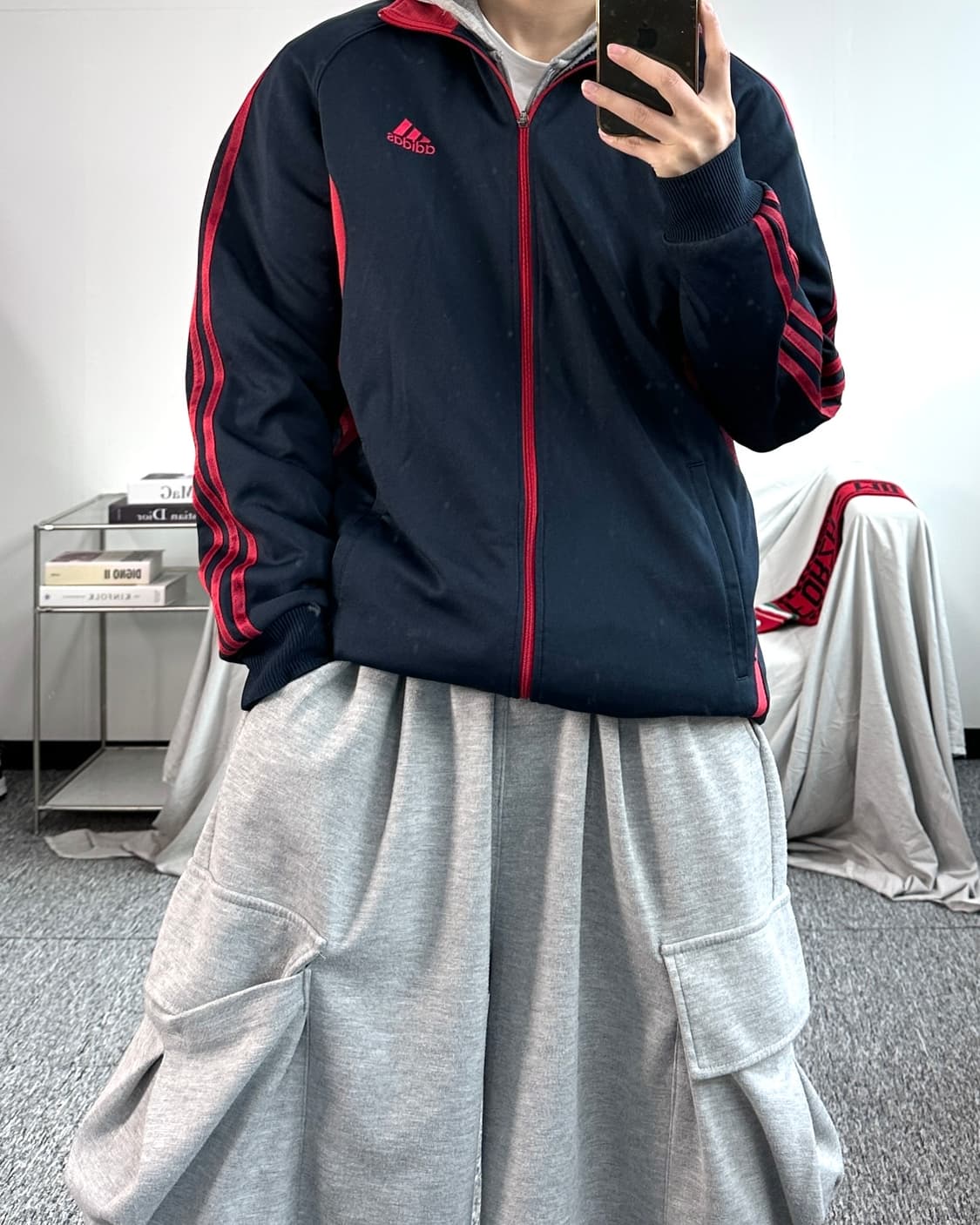 아디다스 네이비 레드 트랙탑 져지 L 상품이미지3