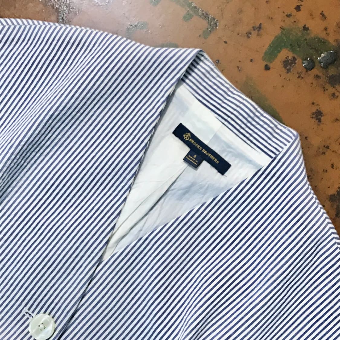 브룩스브라더스 블루 스트라이프 시어서커 자켓 베스트 여성 55 66 상품이미지3