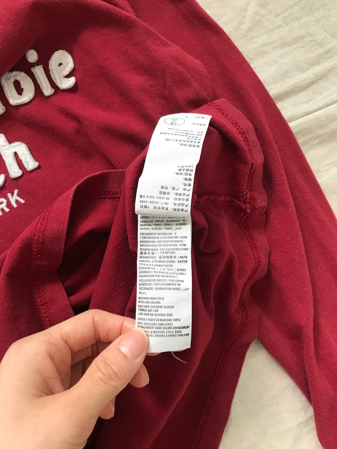 아베크롬비 중앙 자수로고 버건디 롱슬리브티 상품이미지8