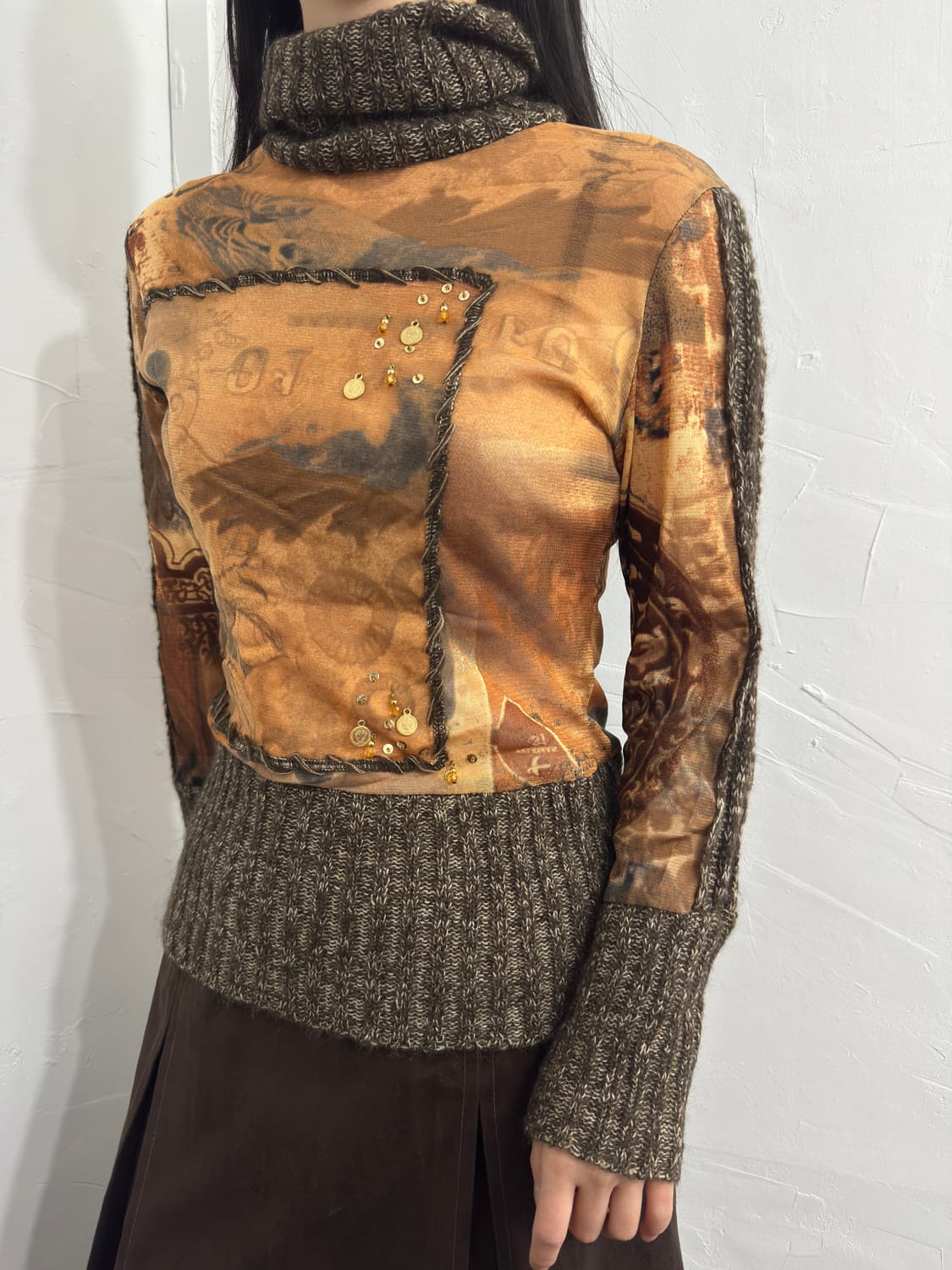 knit detail mesh top 상품이미지2