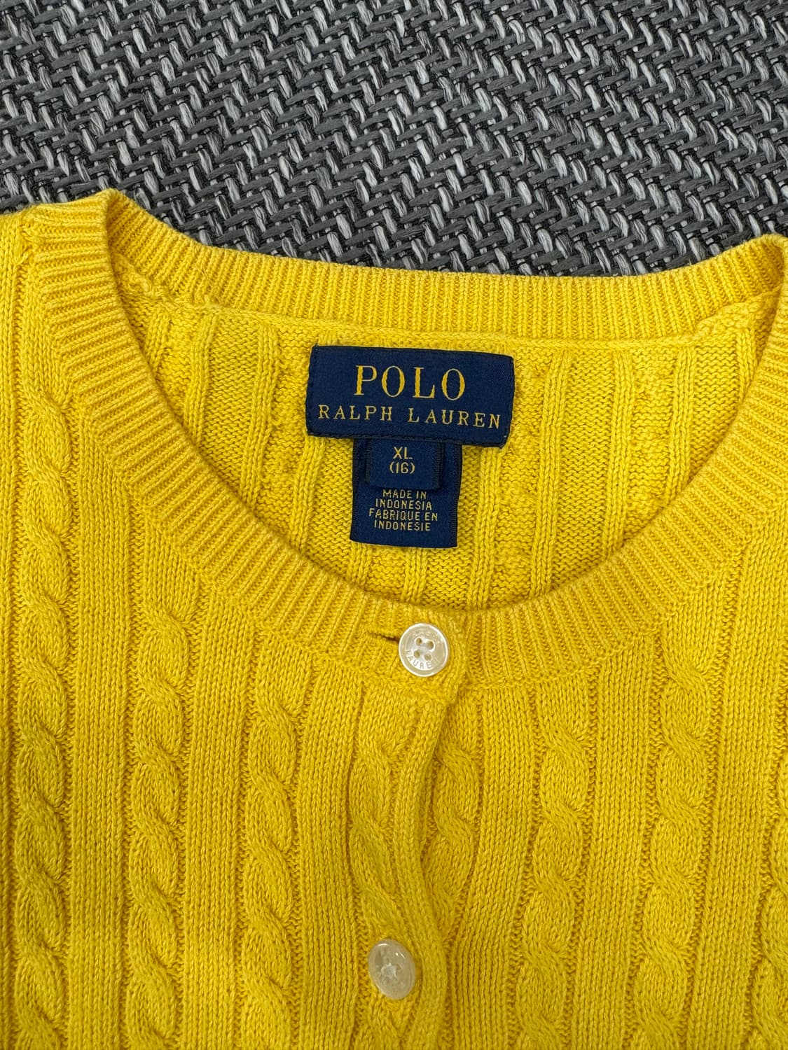  폴로 꽈배기니트 가디건 옐로우 상품이미지2