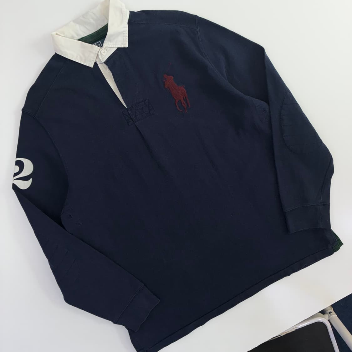 Polo 폴로 랄프로렌 네이비 버건디 빅포니 아이코닉 럭비티 상품이미지2