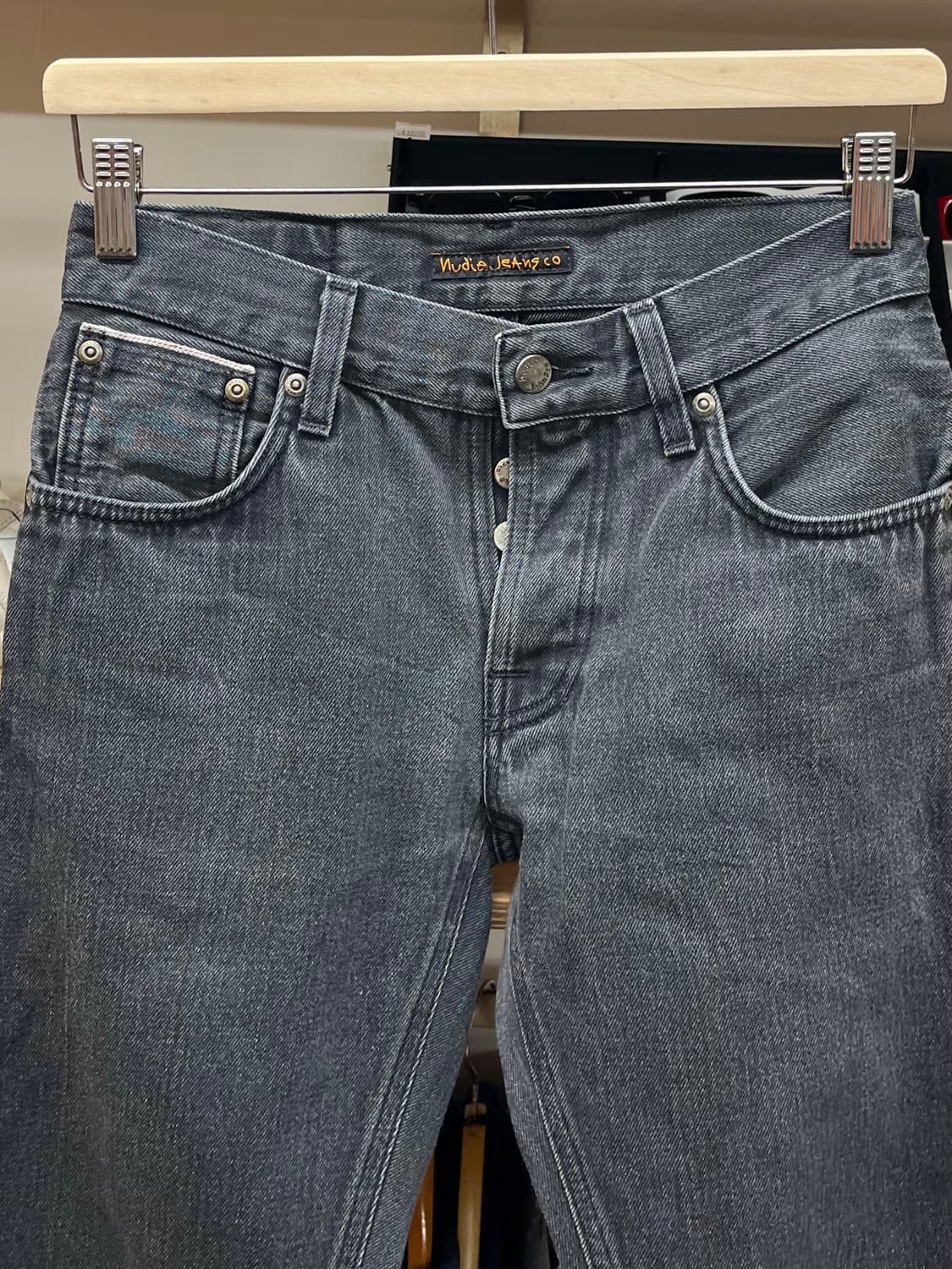 [28] 누디진 그림팀 흑청 셀비지  상품이미지2