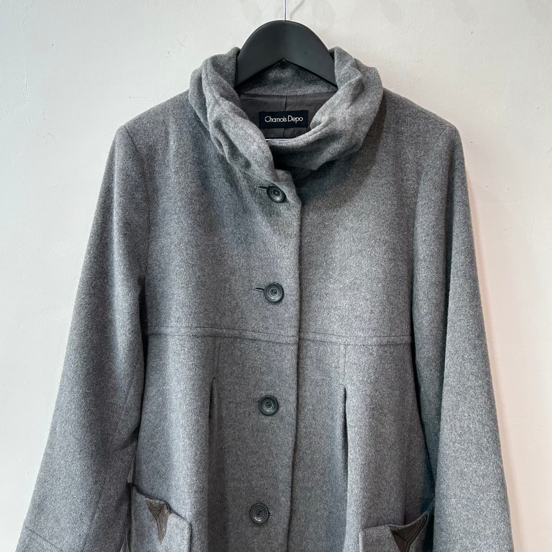 그레이 버튼 울 자켓 상품이미지4