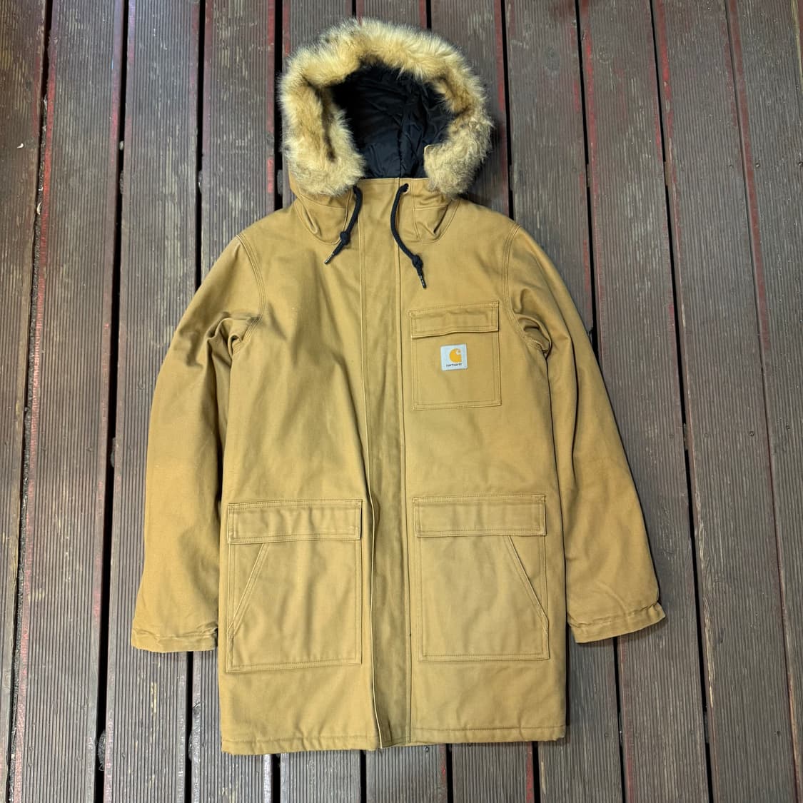 칼하트 퍼 후드 워크자켓 된장 상품이미지1