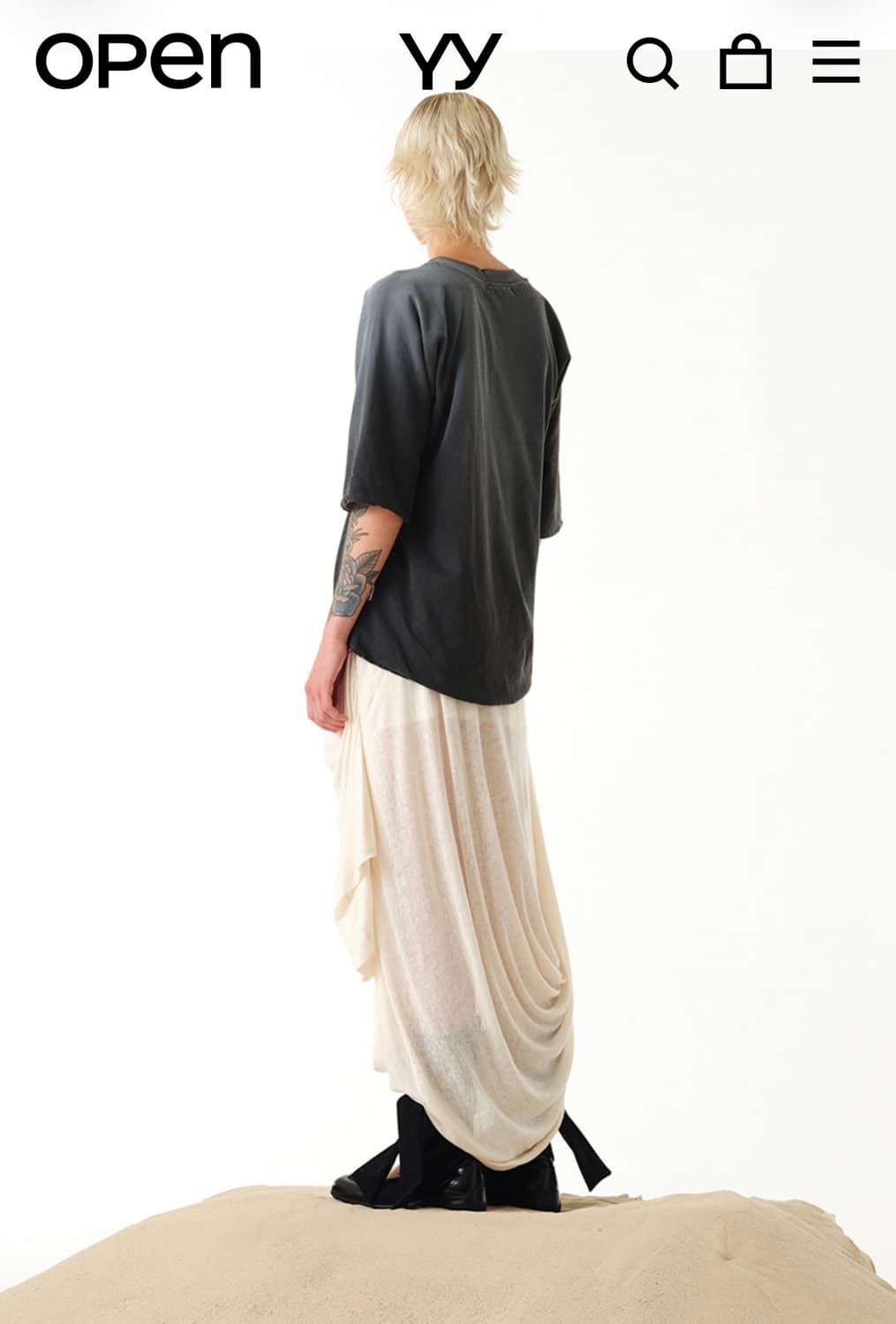 [OPEN YY] DRAPED LINEN SKIRT, CREAM 상품이미지3
