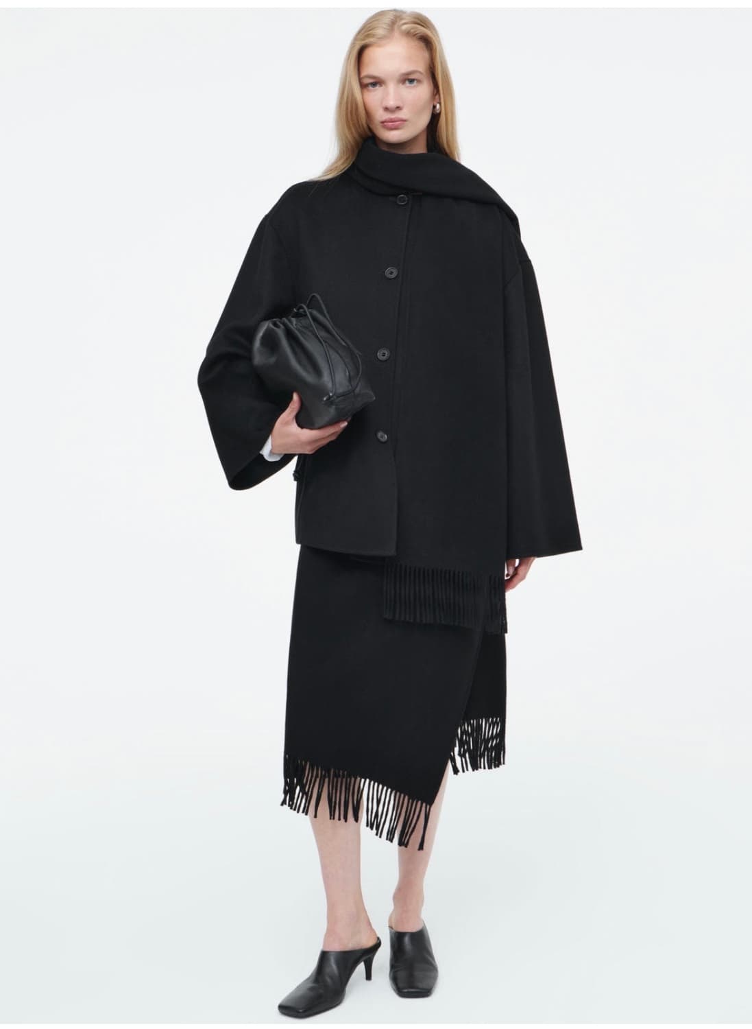 (새상품) 코스 프린지 울 미디 랩 스커트 34사이즈 상품이미지1