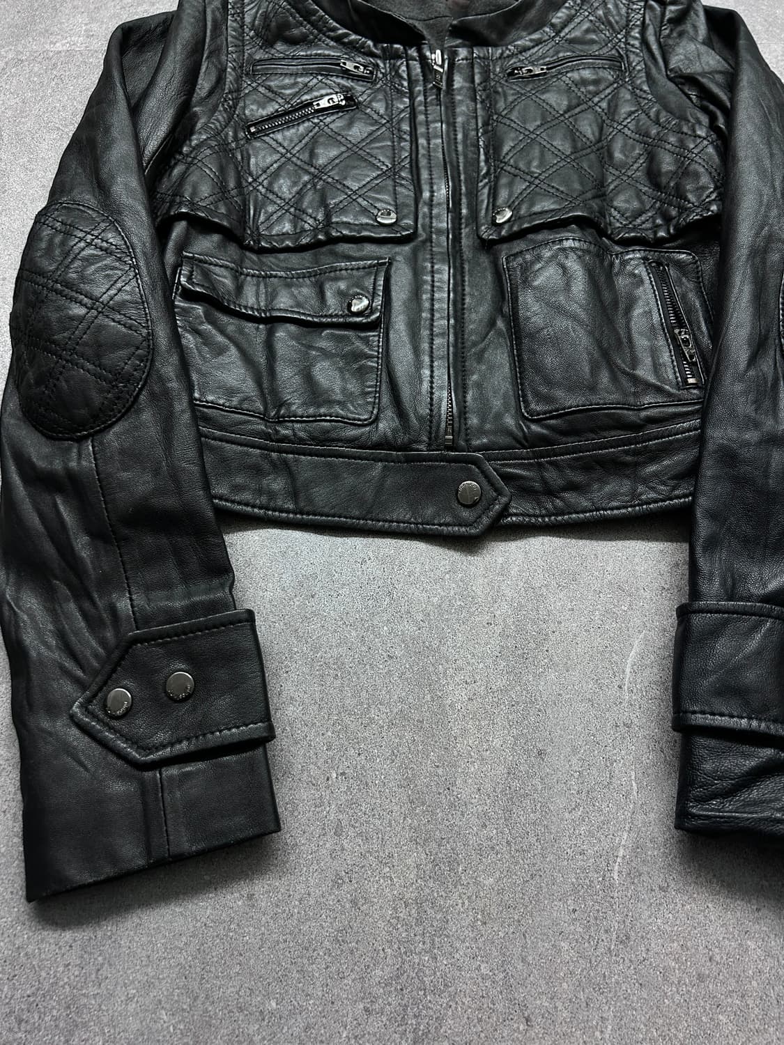 00’s 96 후디드 비건 레더 자켓 상품이미지3