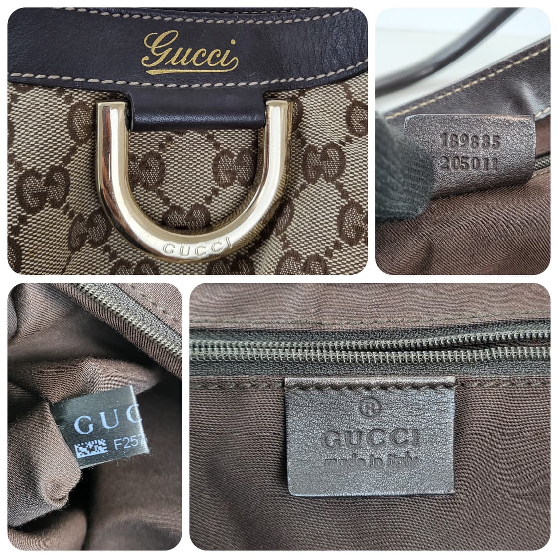 정품 구찌 189835 GG로고 자가드 캔버스 D링 호보 숄더백 상품이미지9