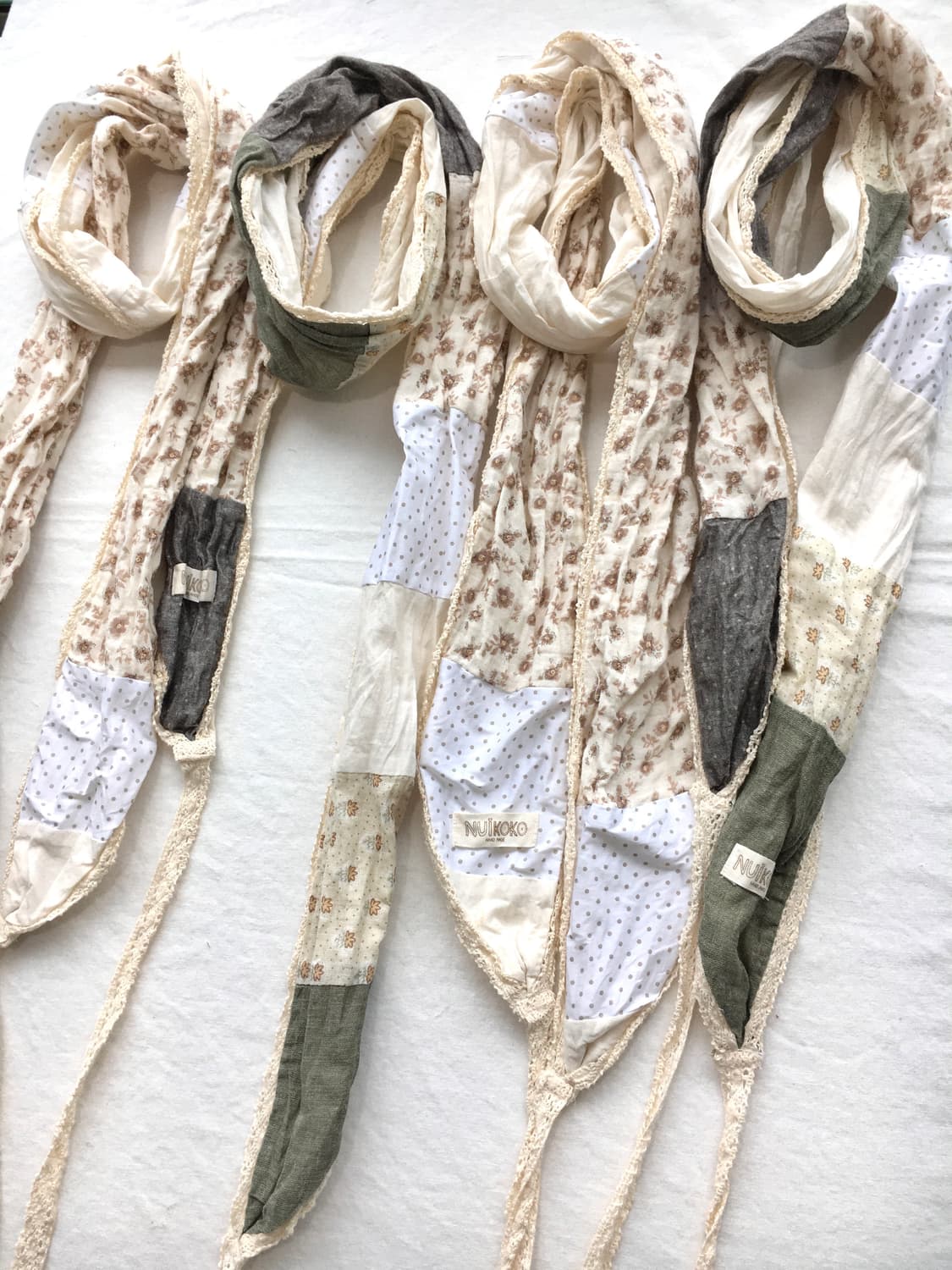 [HANDMADE] 핸드메이드 잔꽃 도트 패치워크 스카프 모리걸 상품이미지3