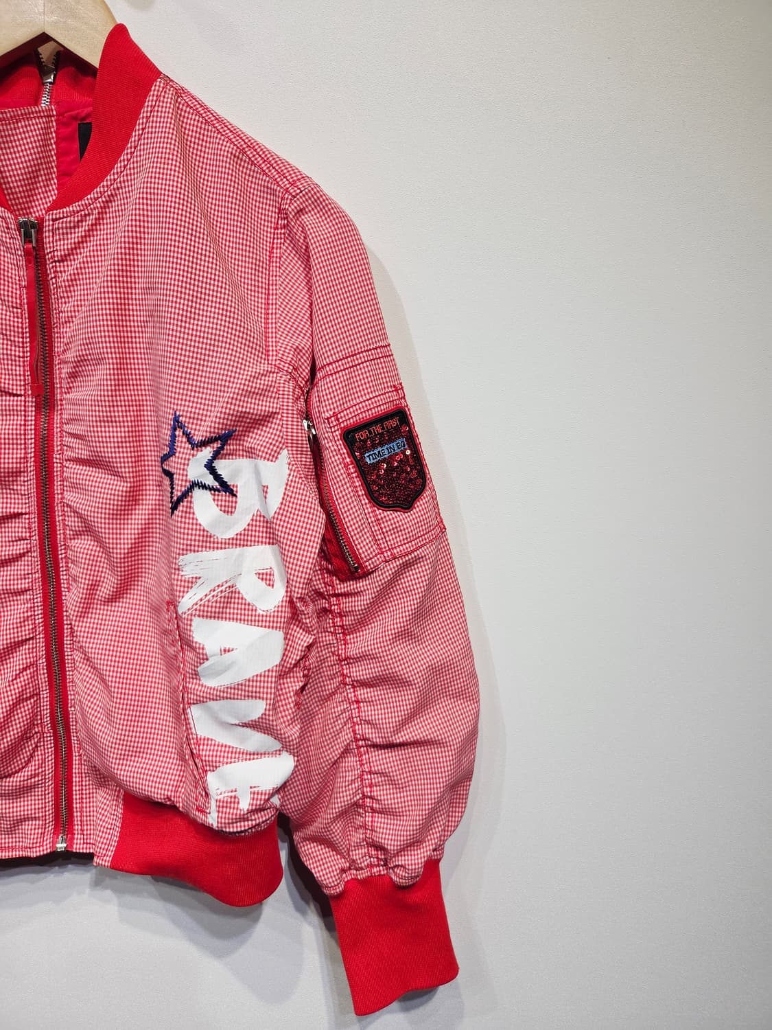 에고이스트 체크무늬 레드 봄버 자켓_55 상품이미지4