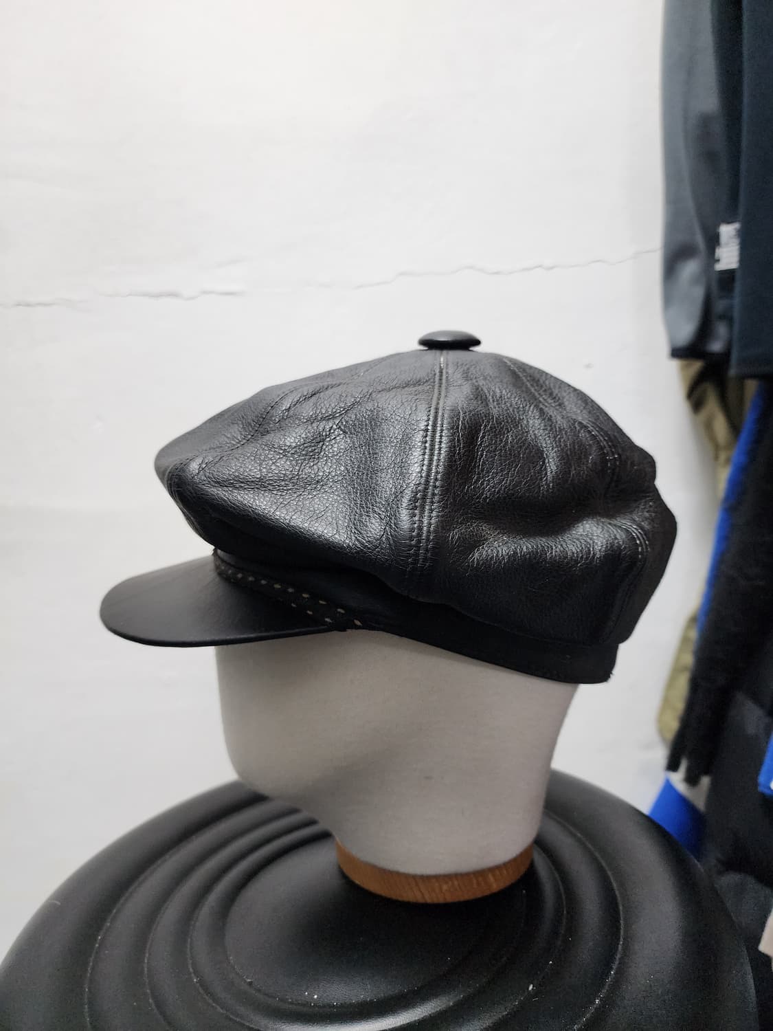 블랙 빈티지 가죽 리얼레더 뉴스보이캡  상품이미지1