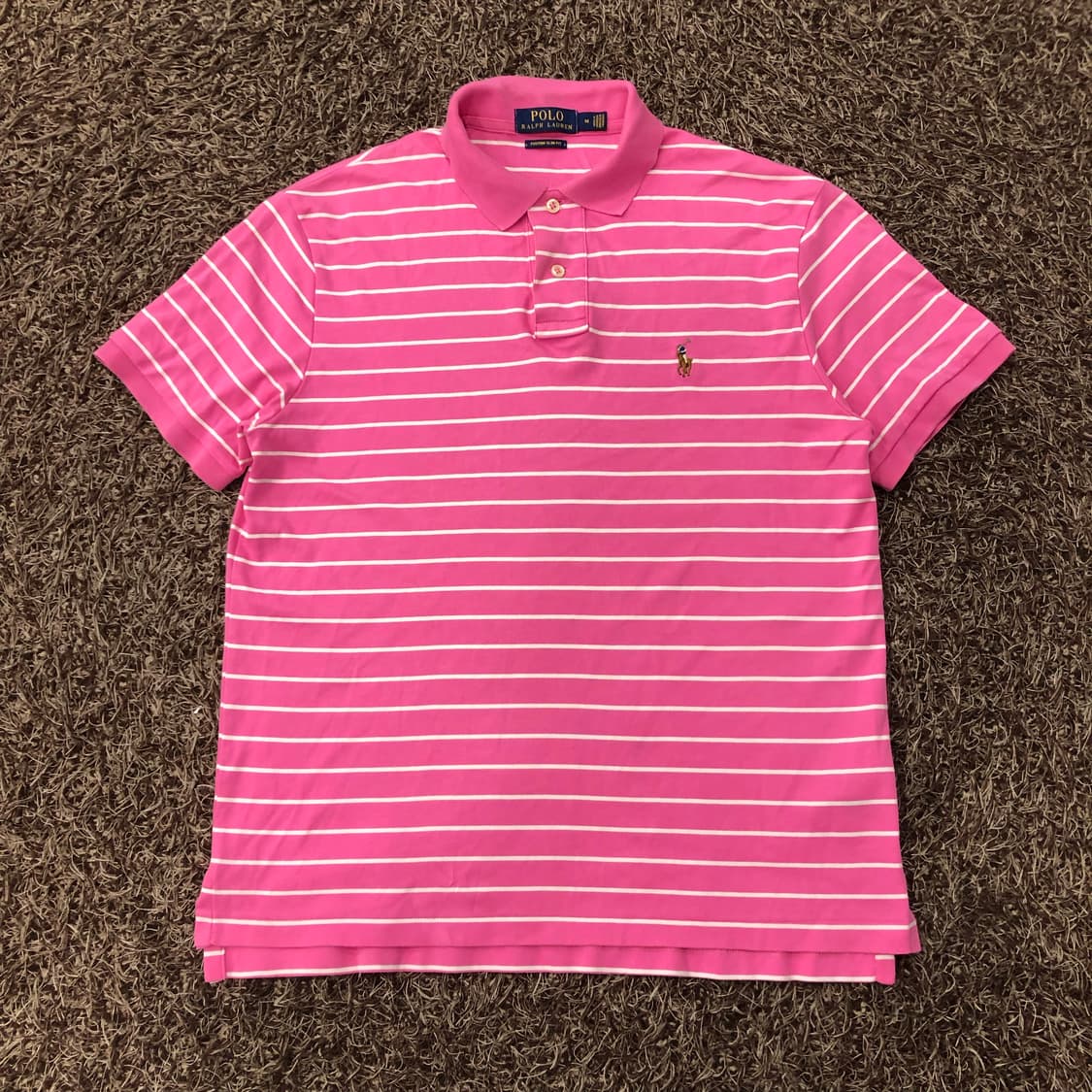 M 폴로 랄프로렌 핑크 스트라이프 카라 PK 반 상품이미지1