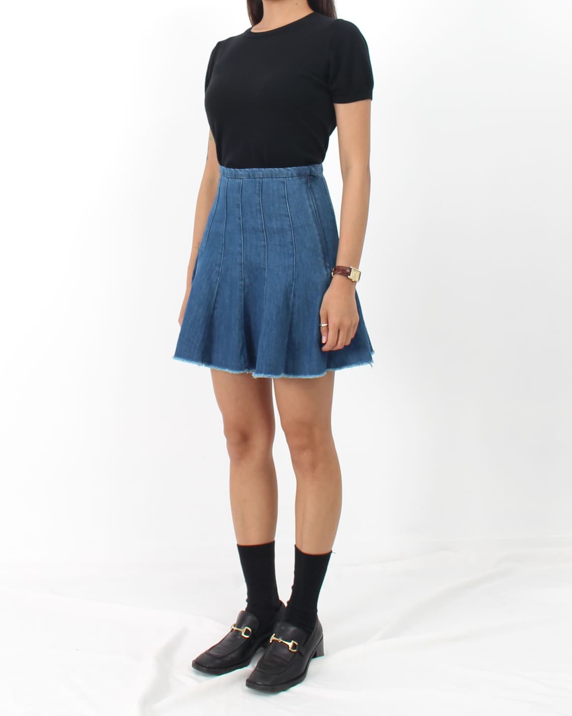 자라 Zara 핀턱 플리츠 데님 미니 에이라인 스커트 상품이미지8