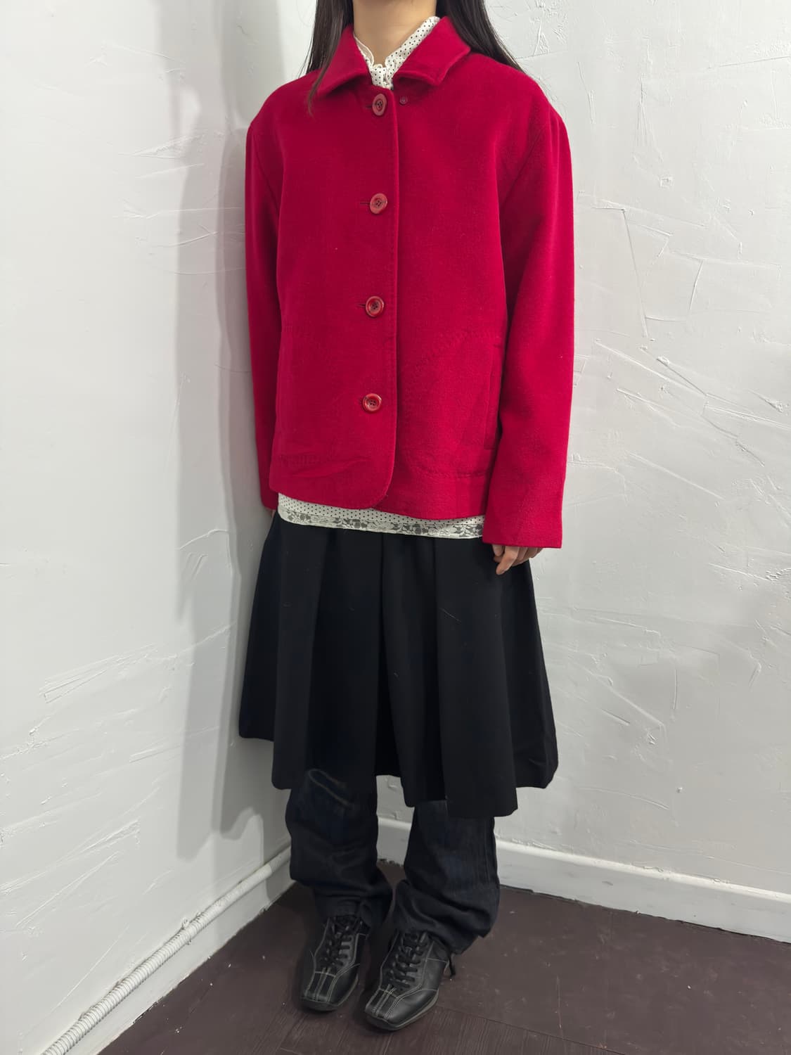 red button wool jacket 상품이미지4