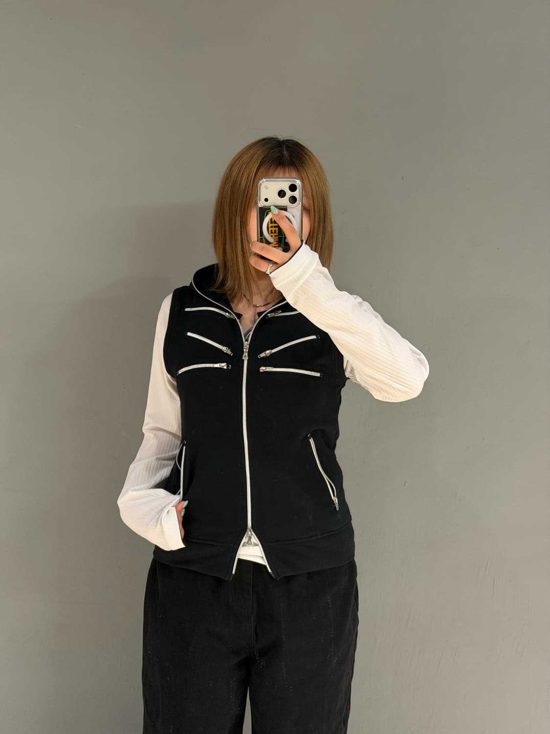 semantic design multi zipper vest zip-up 상품이미지2