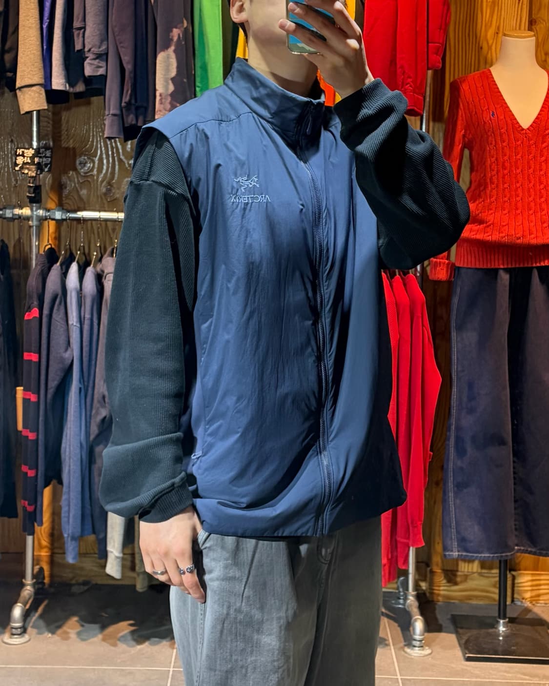 (새상품) XL 아크테릭스 심볼로고 다크네이비 나일론 베스트 상품이미지1