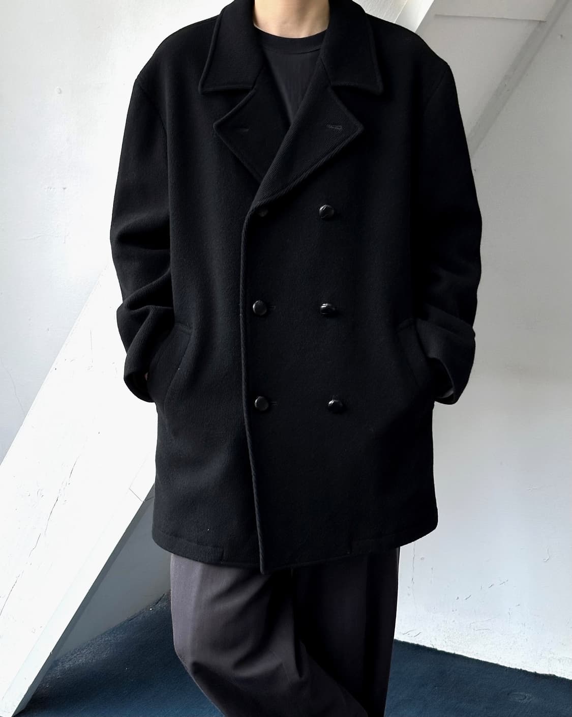 Brushed cord wool design over pea coat 상품이미지7