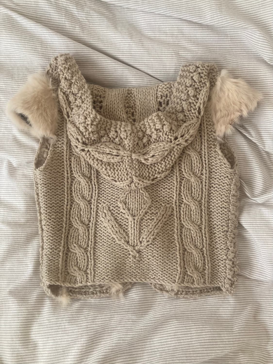 빈티지 모리걸 반팔 가디건 퍼 니트 베스트 조끼 상품이미지3