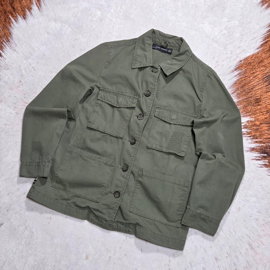 자라 우먼스 자수 큐빅 카키 자켓 상품이미지4