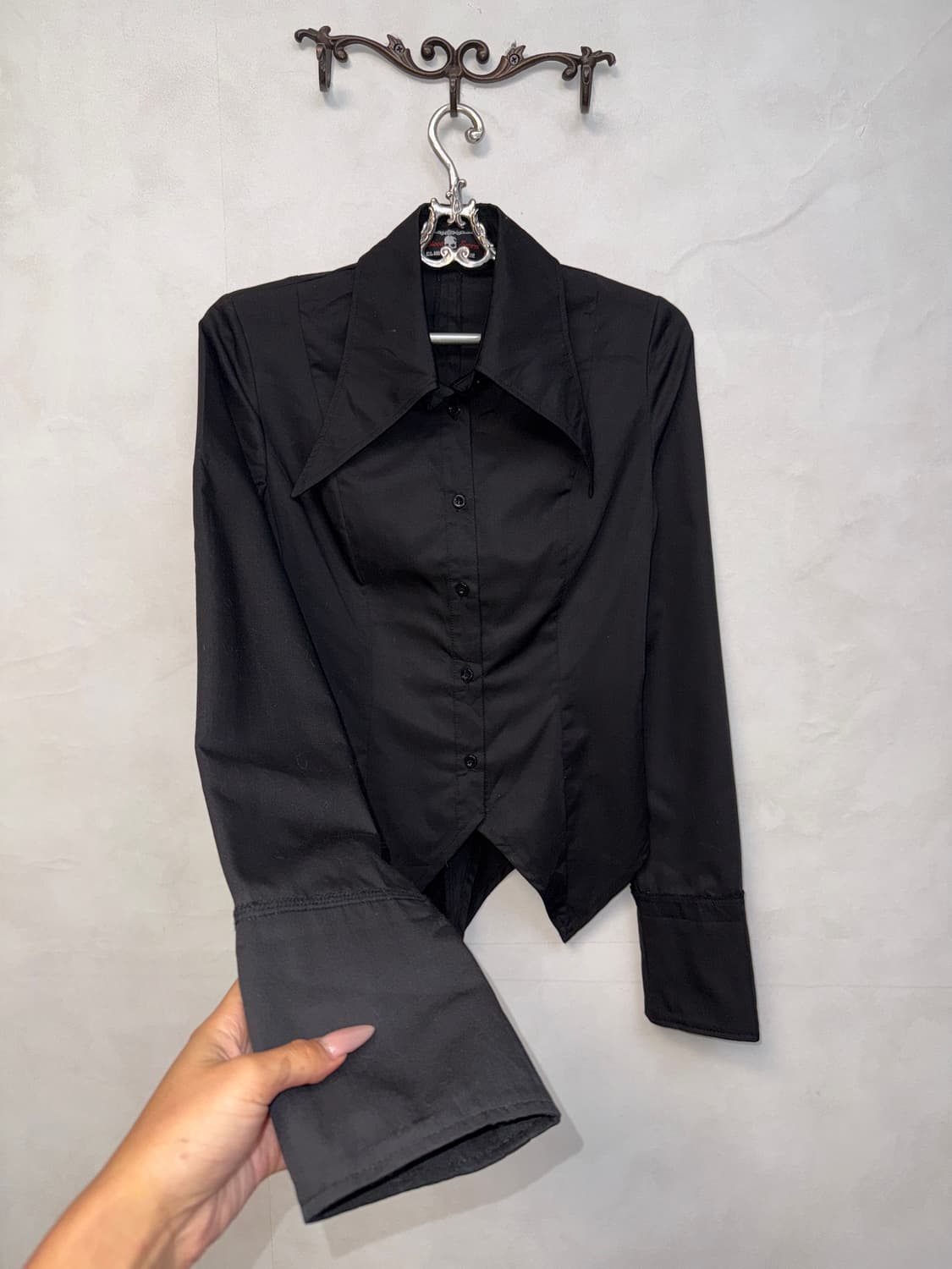 Body line black back corset punk shirt 상품이미지3
