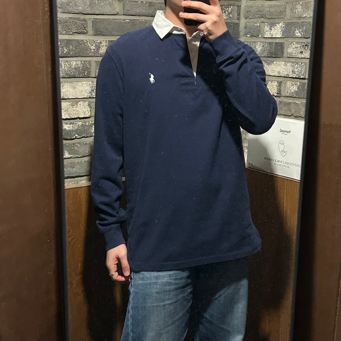 L) 폴로 랄프로렌 아이코닉 럭비 셔츠 네이비 긴팔 신형 상품이미지9